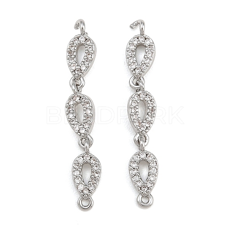 Brass Micro Pave Clear Cubic Zirconia Connector Charms CU-CBAA6E8-12P-1