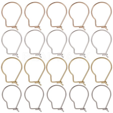 SUNNYCLUE 100Pcs 4 Colors 304 Stainless Steel Hoop Earrings Findings STAS-SC0005-24-1