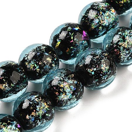 Handmade Dichroic Foil Glass Beads Strands DICH-U001-06H-1