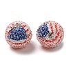 Spray Painted Wood European Beads with Rhinestone RESI-C038-03C-2