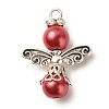 Baking Paint Pearlized Glass Pearl Pendants PALLOY-JF01576-3