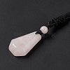 Natural Rose Quartz Hexagon Pendant Necklace with Nylon Cord NJEW-G094-A02-3