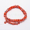 Handmade Evil Eye Lampwork Flat Round Bead Strands LAMP-L058-8mm-08-2