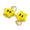Star Rack Plating Brass Enamel Charms KK-Q804-07G-2
