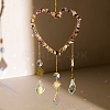 Heart Natural Fluorite Chips Hanging Ornaments HJEW-G024-01G-1