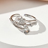 Brass Micro Pave Cubic Zirconia Cuff Open Rings RJEW-C163-11P-2