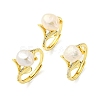 Natural Pearl Flower of Life Adjustable Ring RJEW-H220-26G-1