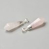 Natural Rose Quartz Pointed Pendants G-P445-E12-2