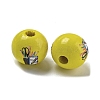 Printed Wood European Beads WOOD-L020-D07-2