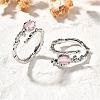 Oval Brass Cat Eye Cuff Rings for Women RJEW-U042-01P-2