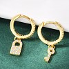 Lock & Key 925 Sterling Silver Micro Pave Clear Cubic Zirconia Hoop Earrings for Women EJEW-G427-01G-03-1