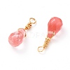 Wire Wrapped Faceted Cherry Quartz Glass Pendants X-PALLOY-JF00541-02-2