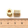 Rack Plating Hexagon Brass Micro Pave Clear Cubic Zirconia European Beads KK-Q040-10G-2