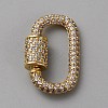 Brass Micro Pave Clear Cubic Zirconia Screw Carabiner Lock Charms DIY-WH0064-18G-1