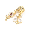 Spring Brass Pave Clear & Deep Pink Cubic Zirconia Pendants KK-H268-13B-G-2
