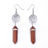 Pointed Bullet Natural & Synthetic Mixed Gemstone Dangle Earrings EJEW-K084-D-3