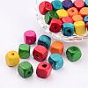 Mixed Lead Free Cube Natural Wood Beads X-YTB027-1