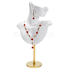 Resin Side Body Model Bust Shaped Jewelry Earrings Display Stands with Metal Base AJEW-WH0695-229B-1