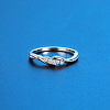 Twist Brass Micro Pave Clear Cubic Zirconia Finger Rings FS-WG5C18D-02-3