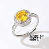 Flat Round Platinum Brass Adjustable Ring with Yellow Cubic Zirconia EG7863-27-1
