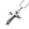 Alloy Cross Pandant Necklace with Ball Chains NJEW-K245-001B-1