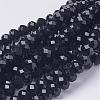 Faceted Black Glass Rondelle Beads Strands X-GR10MMY-27-1