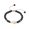 Adjustable 6mm Round Natural Lava Rock Braided Bead Bracelets BJEW-JB10615-02-1