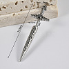 304 Stainless Steel Jet Rhinestone Sword Shaped Cartilage Earrings FS-WG69314-01-1