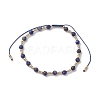 Adjustable Natural Lapis Lazuli & Glass Braided Bead Bracelet BJEW-JB10137-01-1