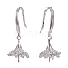Rhodium Plated 925 Sterling Silver Dangle Earring Findings STER-L057-043P-2