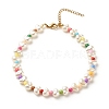 ABS Plastic  Pearl Beaded Anklets with Round Acrylic Beads for Women AJEW-AN00499-1