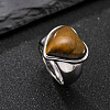 304 Stainless Steel with Natural Tiger Eye Finger Rings for Men FS-WG9BB25-08-1