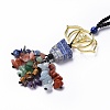 Natural Raw Lapis Lazuli & Mixed Stone Chips Tassel Pendant Decorations HJEW-P014-01G-03-2