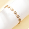 304 Stainless Steel Pave Glass Link Chains Bracelets for Women BJEW-G780-04G-3