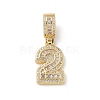 Brass Clear Cubic Zirconia European Dangle Charms LS-KK-R003-01G-02-2