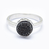 Electroplate Natural Druzy Agate Crystal Finger Rings RJEW-I054-03P-RS-2