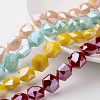 Electroplate Opaque Solid Color Glass Beads Strands EGLA-M021-M-1