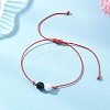 2Pcs Natural Rose Quartz & Eyeless Obsidian 
& Malaysia Jade Beads with Korean Waxed Polyester Cord Bracelets BJEW-JB12887-6