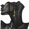 Natural Amber & Abalone Shell/Paua Shell Beads Dangle Earrings EJEW-JE07315-02-2
