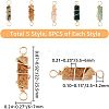40Pcs 5 Styles Natural Gemstone Copper Wire Wrapped Connector Charms FIND-FH0005-17-2