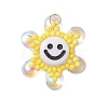 Glass Seed Beaded Sunflower Pendants PALLOY-MZ01014-2