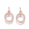 Brass Micro Pave Clear Cubic Zirconia Charms ZIRC-I036-07RG-1