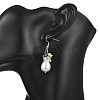 Teardrop Electroplate Shell Pearl & Resin Flower Dangle Earrings EJEW-JE07167-5