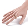 Round Natural Rainbow Moonstone Braided Bead Finger Ring with Glass RJEW-JR00450-03-3