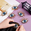 AHADEMAKER 6Pcs Handcrafted Glass Seed Beaded Evil Eye Sew on Patches DIY-GA0003-30-3