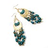 Bohemian Style Alloy Resin Moon with Teardrop Tassel Dangle Earrings FS-WG624F3-03-2