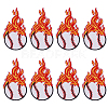 8Pcs Baseball with Fire Polyester Computerized Embroidery Cloth Iron on/Sew on Patches PATC-HY0002-01-1