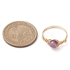 Round Natural Quartz Crystal & Rose Quartz & Quartz & Malaysia Jade & Amethyst Finger Rings RJEW-JR00766-3
