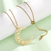 304 Stainless Steel Hollow Flower Moon Pendant Cable Chain Necklaces for Men Women NJEW-K308-01A-G-1