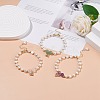 Gemstone & Pearl Beaded Bracelet with Cubic Zirconia Heart Charm BJEW-JB08167-2